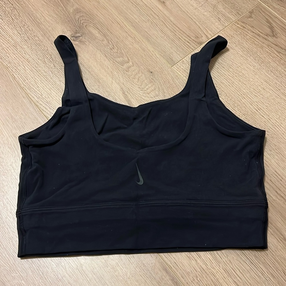 Nike Yoga luxe Infinalon dri-fit crop top/sports bra- black - S